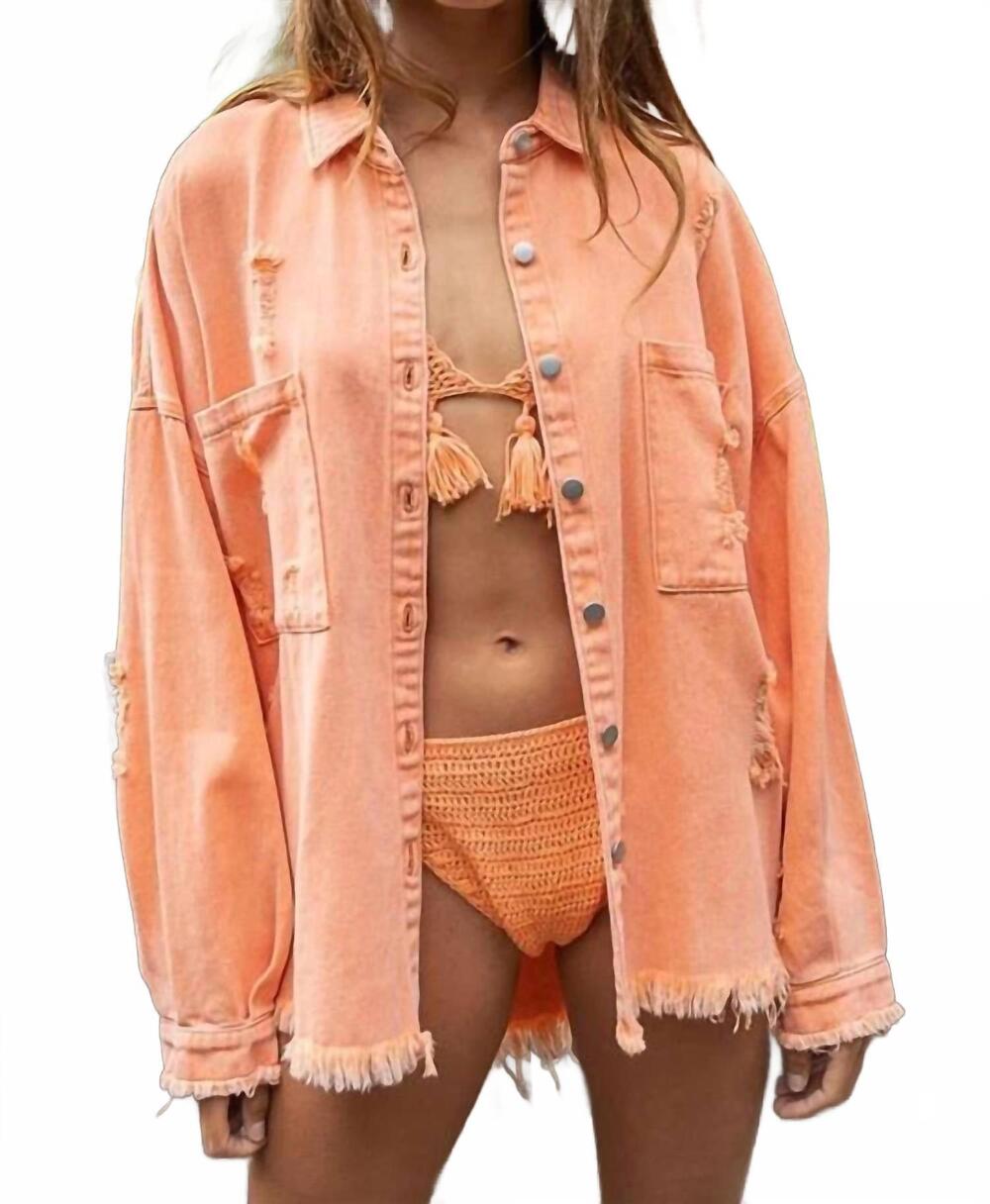 NEW POL long sleeve jacket top in light orange